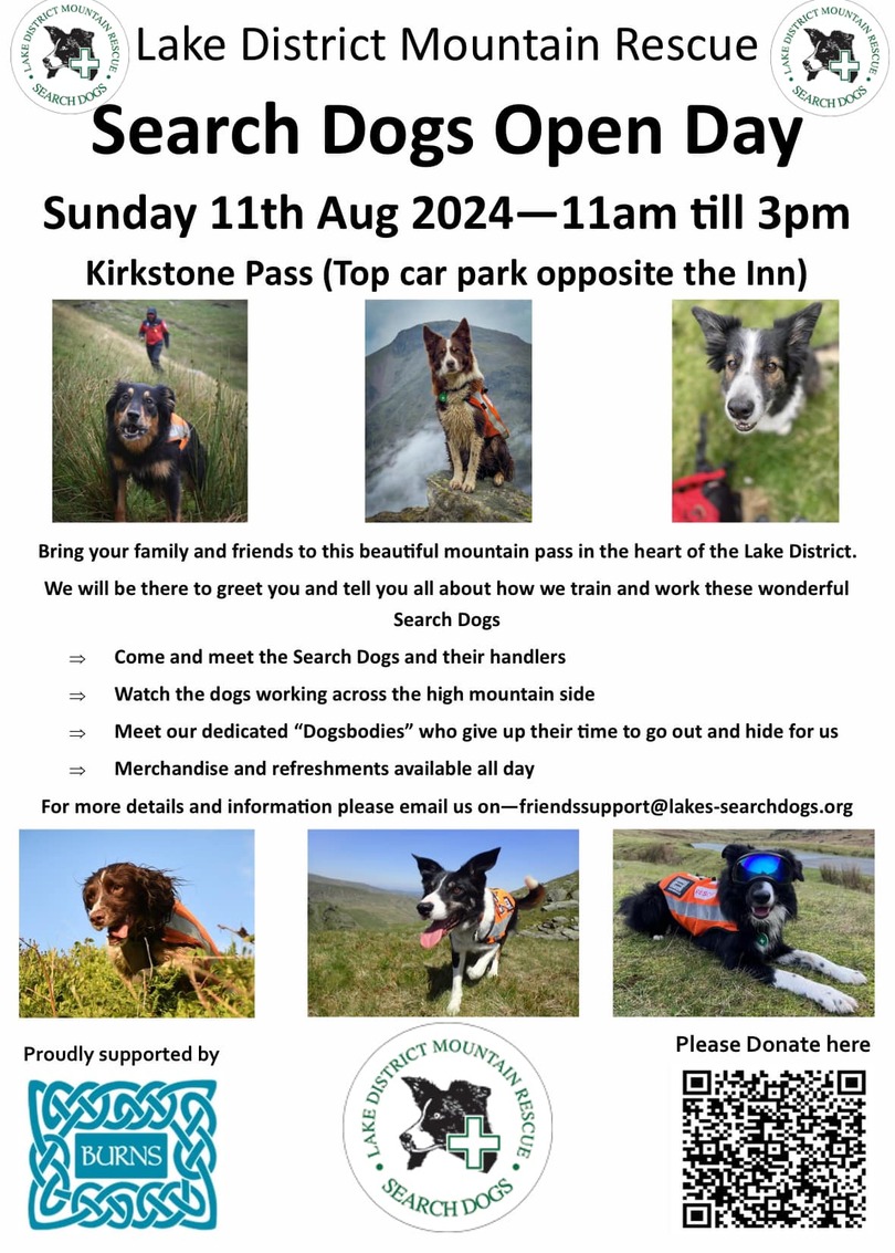 Lake District Mountain Rescue Searchdogs Open Day poster